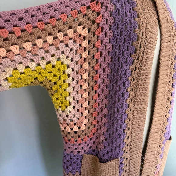 Women's Hand Crocheted 100% Cotton Long Cardigan Sweater Duster Size M/L - Picture 9 of 11